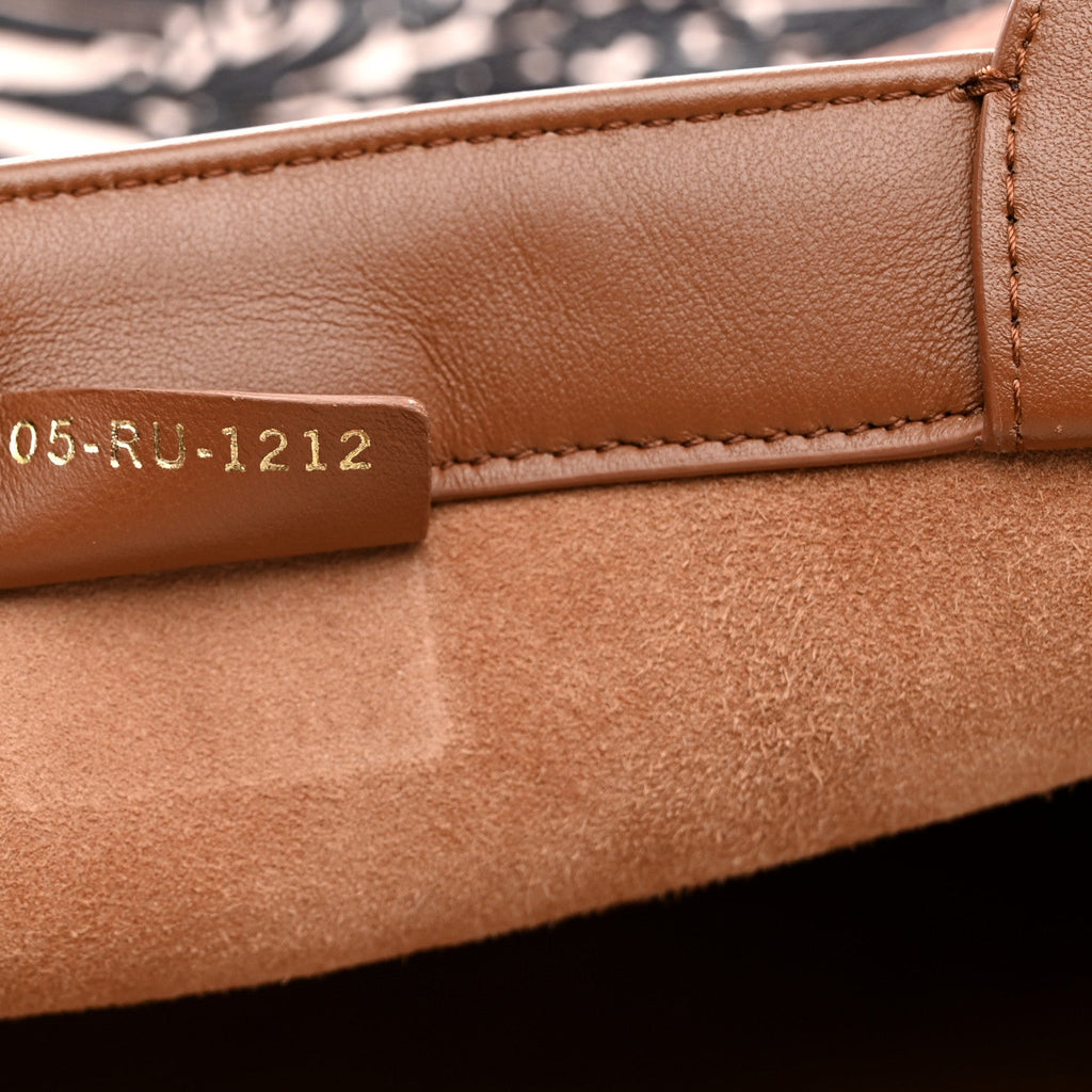 Calfskin Cornely-Effect Embroidery Large Book Tote Brown Black