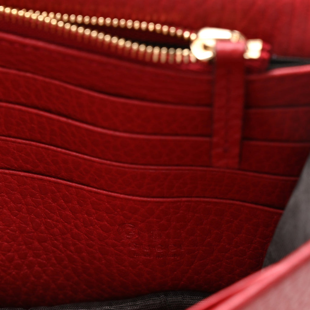 Dollar Calfskin Interlocking G Chain Wallet Red