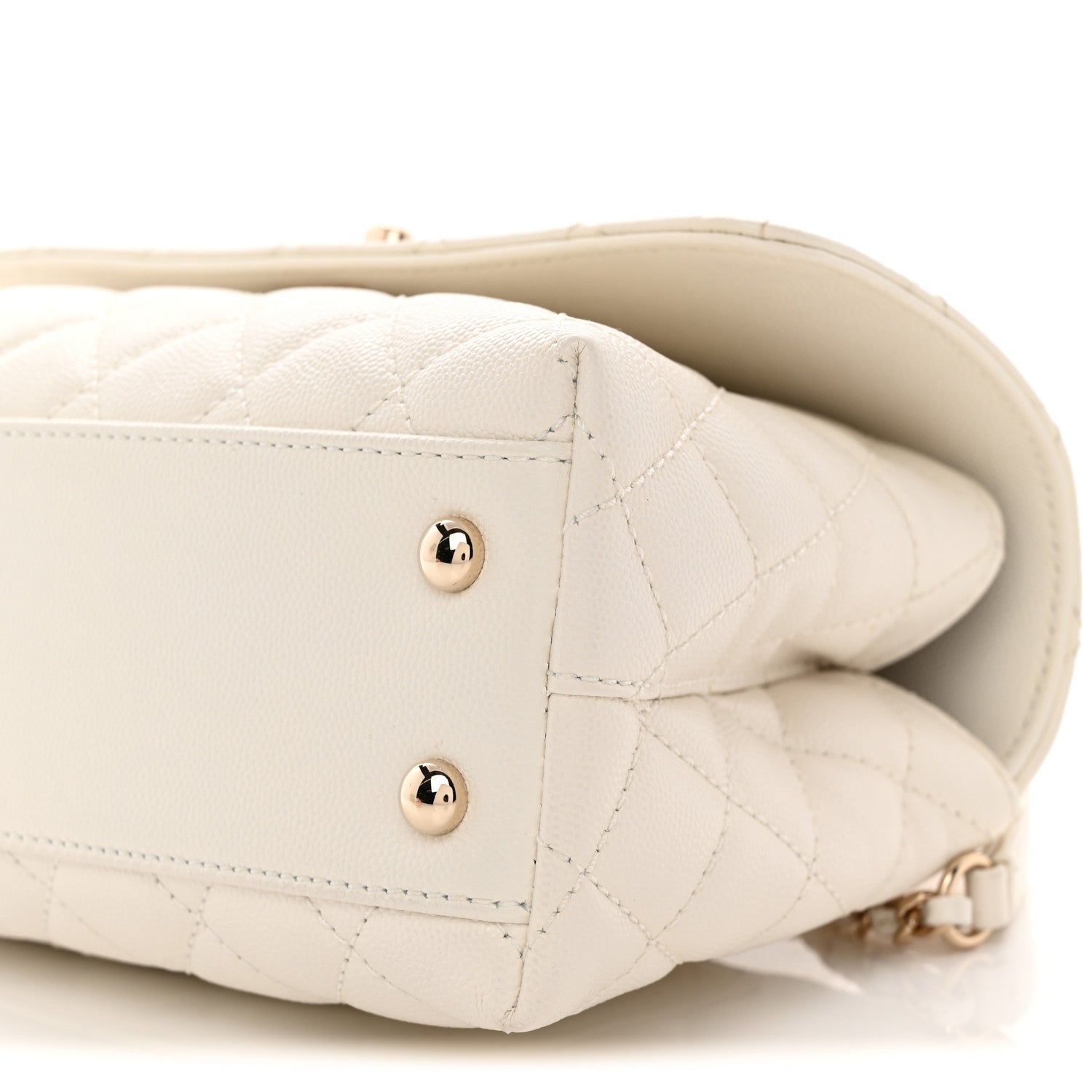 Caviar Quilted Mini Coco Handle Flap White