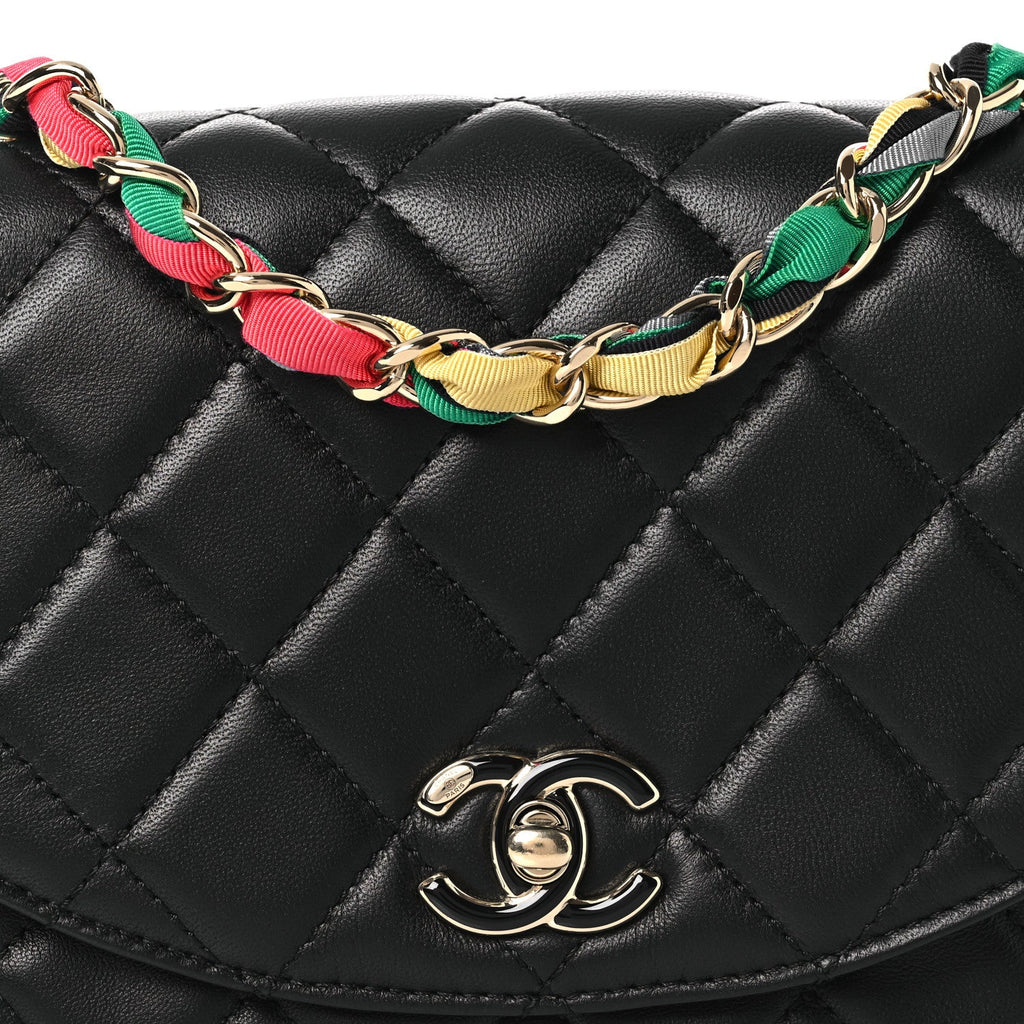 Lambskin Mixed Fibers Quilted Cocovado Flap Black