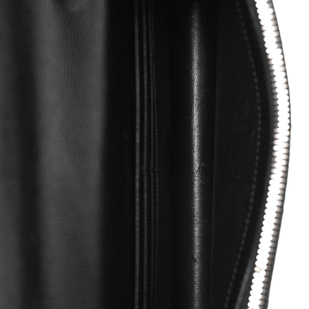 Grain De Poudre Matelasse Chevron Monogram Envelope Chain Wallet Black