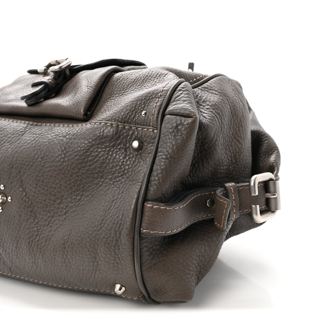 Calfskin Medium Paddington Satchel Gris Vert