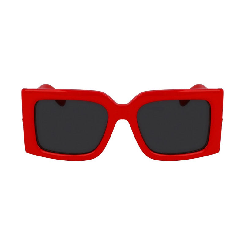 Salvatore Ferragamo Sunglasses Square Full Rim, Shiny Red Frame and Grey Lens SF2032S600