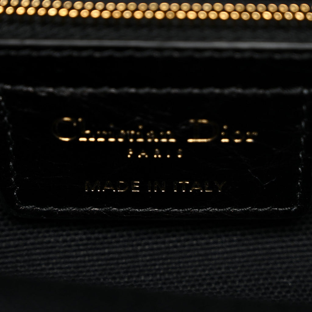 Crinkled Calfskin Macrocannage Small D-Journey Bag Black