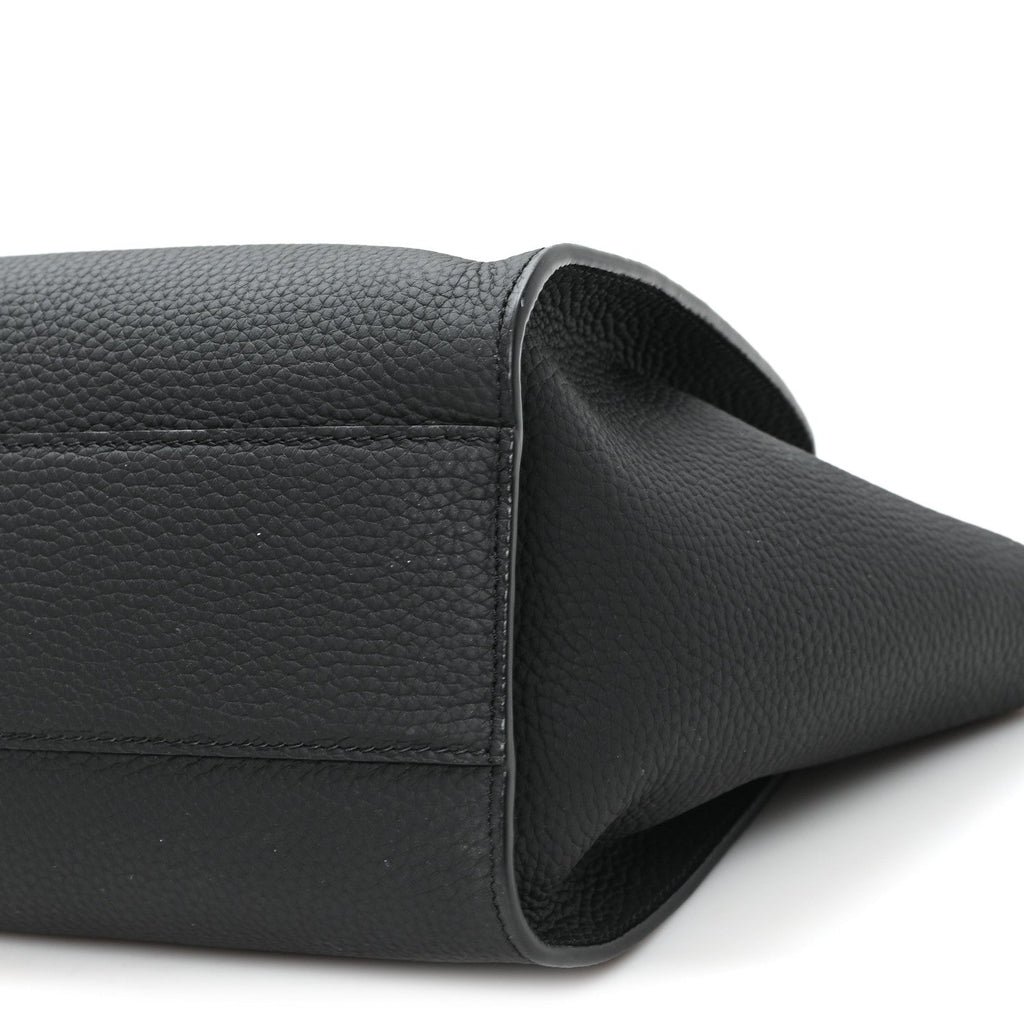 Grained Calfskin Marlo 12 Tote Bag Black