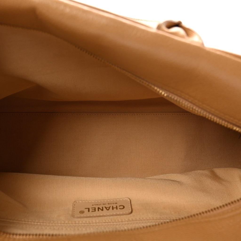Caviar Quilted Large Bowler Bag Beige