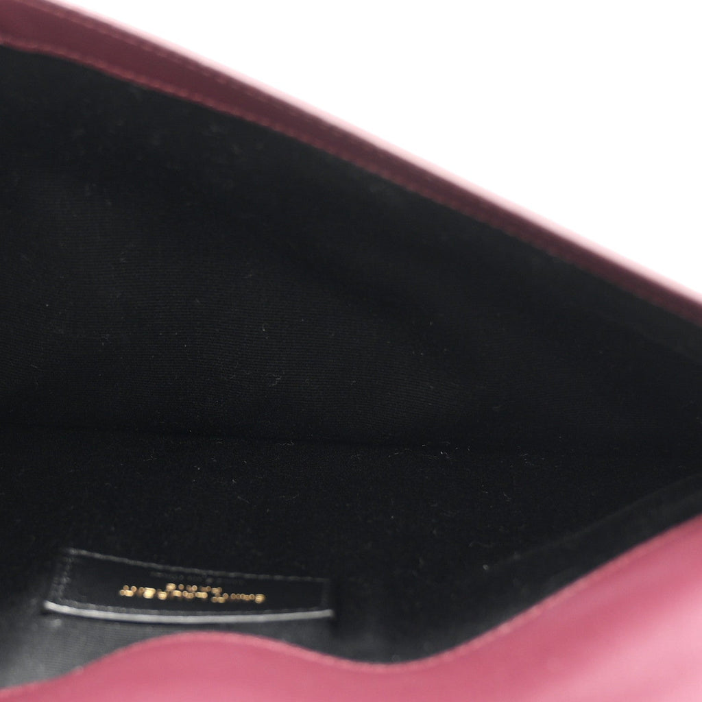 Patent Calfskin Monogram Uptown Clutch Dark Red Wine