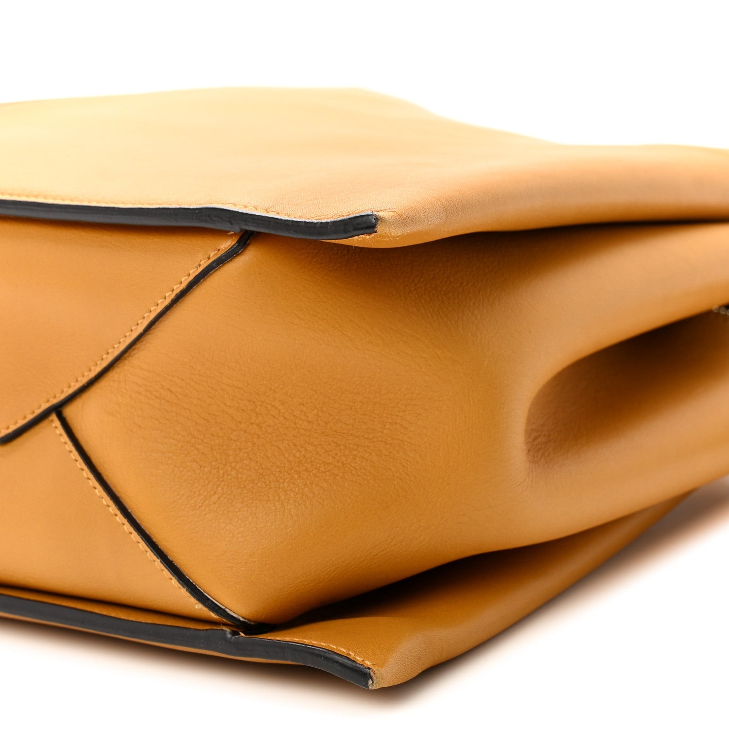 Supple Natural Calfskin Medium Tri-Fold Bag Ocre