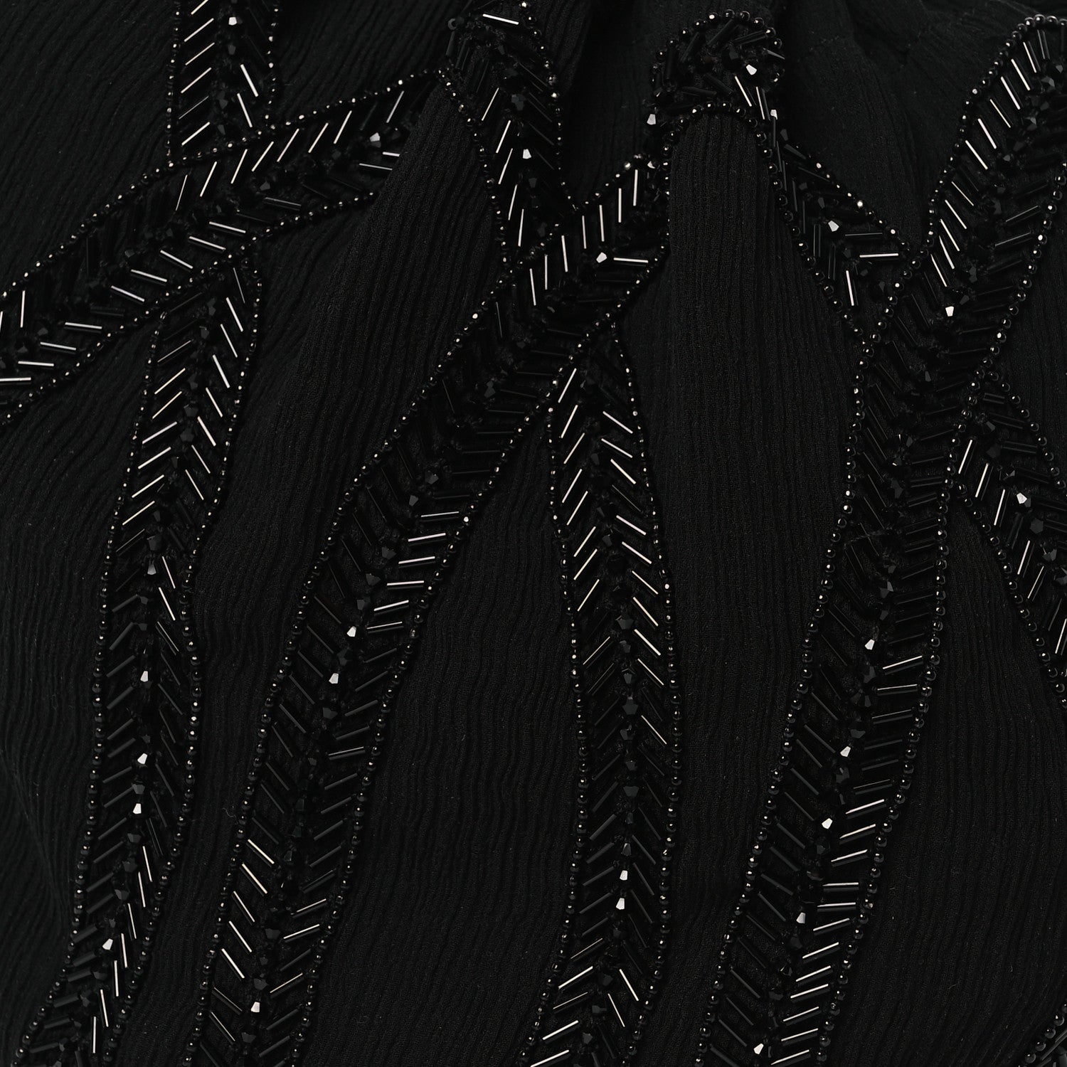 Chiffron Beaded Pochon Souple Bag Black