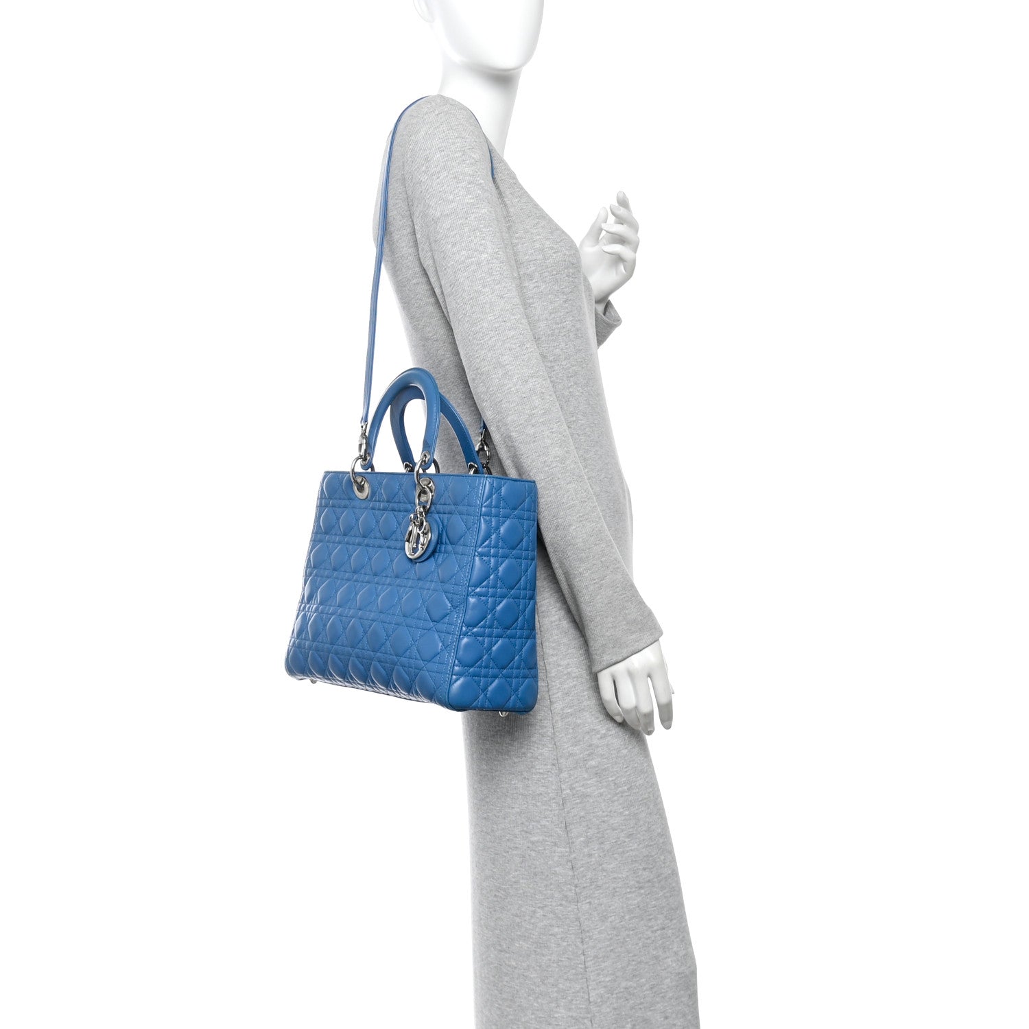Lambskin Cannage Large Lady Dior Blue