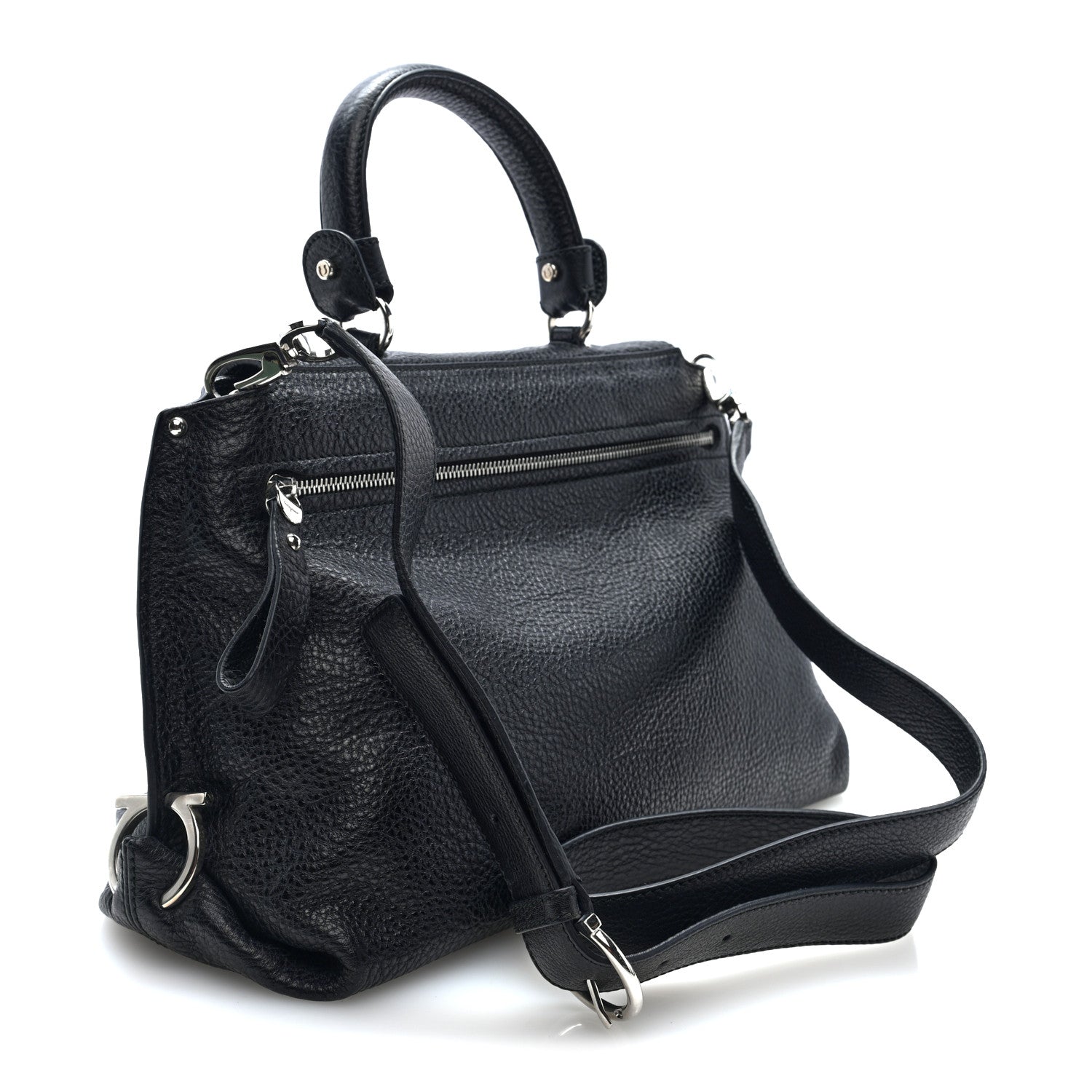Grained Calfskin Medium Sofia Satchel Black