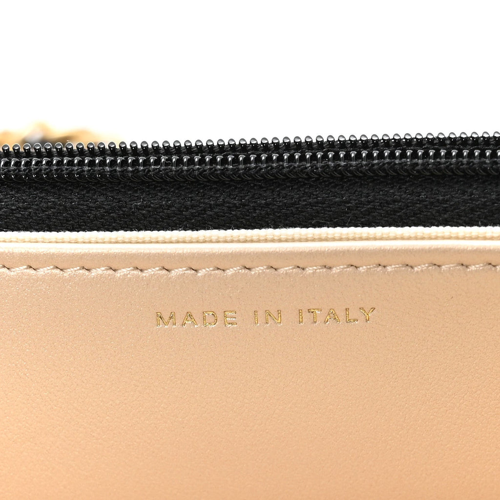 Shiny Crumpled Calfskin Quilted Precious Tie Wallet On Chain WOC Black