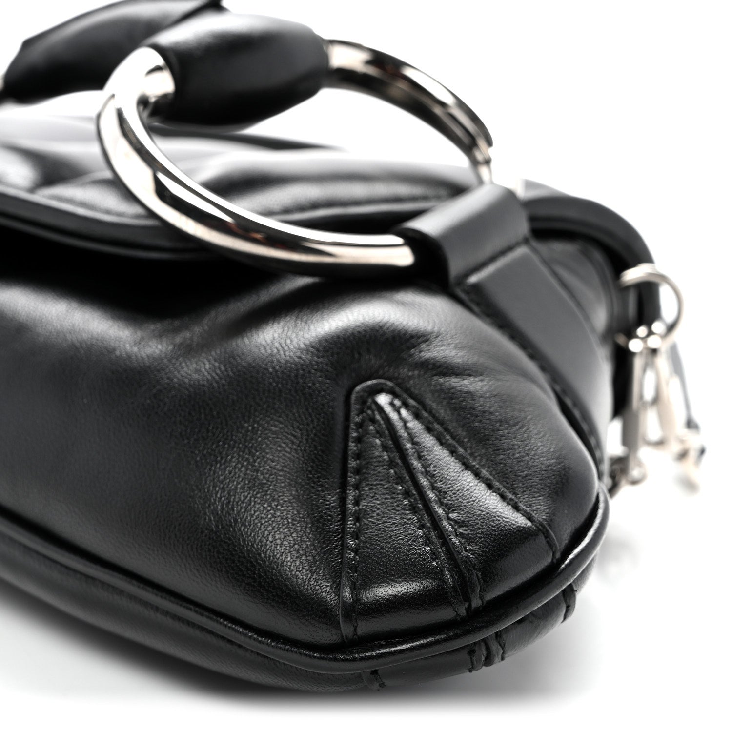 Nappa Vertical Matelasse Medium Maxi Horsebit Chain Shoulder Bag Black