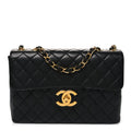 Lambskin Quilted XL Jumbo Single Flap Black