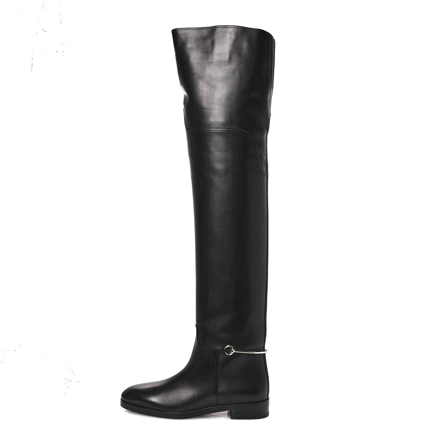 Calfskin Slim Horsebit Over The Knee High Boots 37 Black
