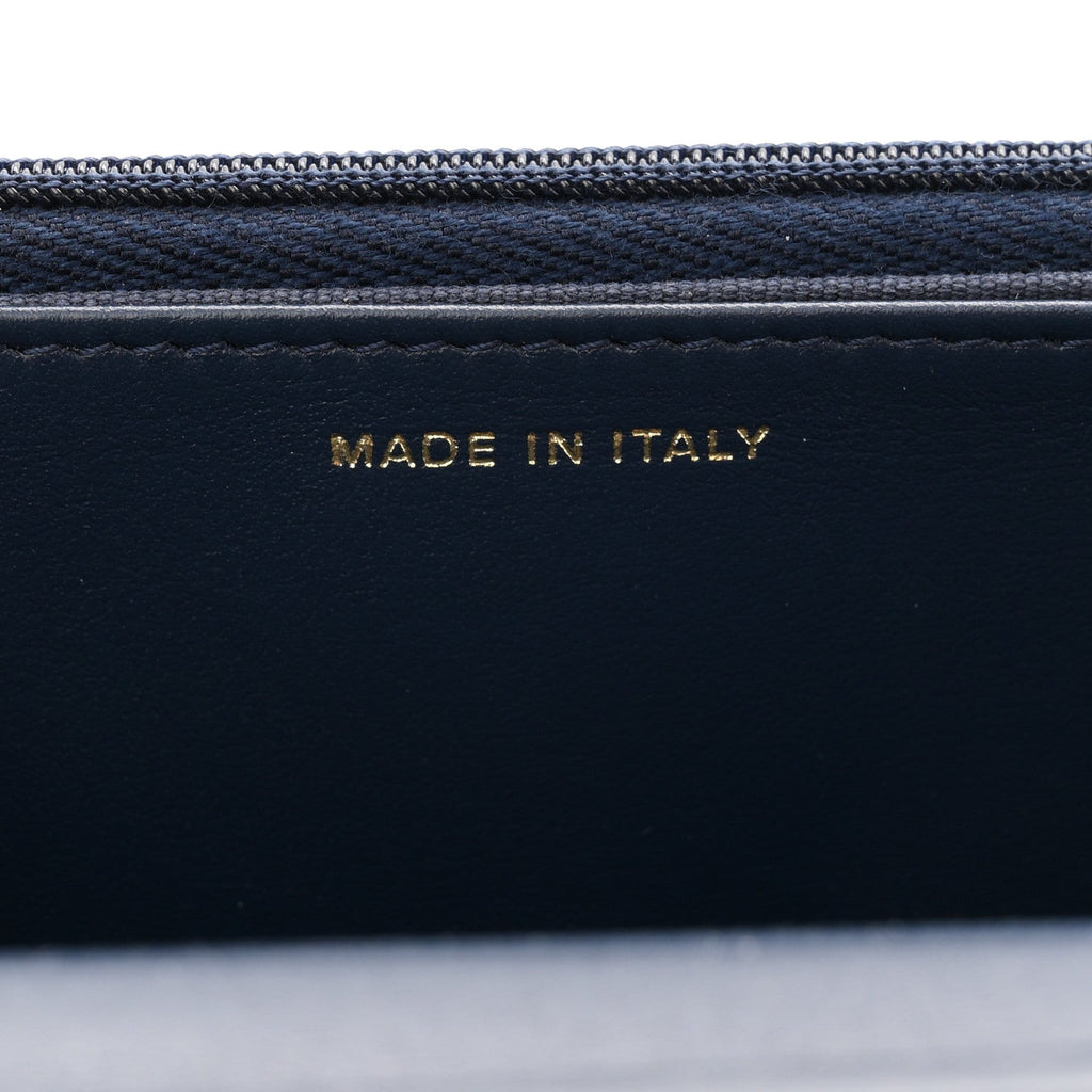 Denim Printed Wallet On Chain WOC Dark Blue