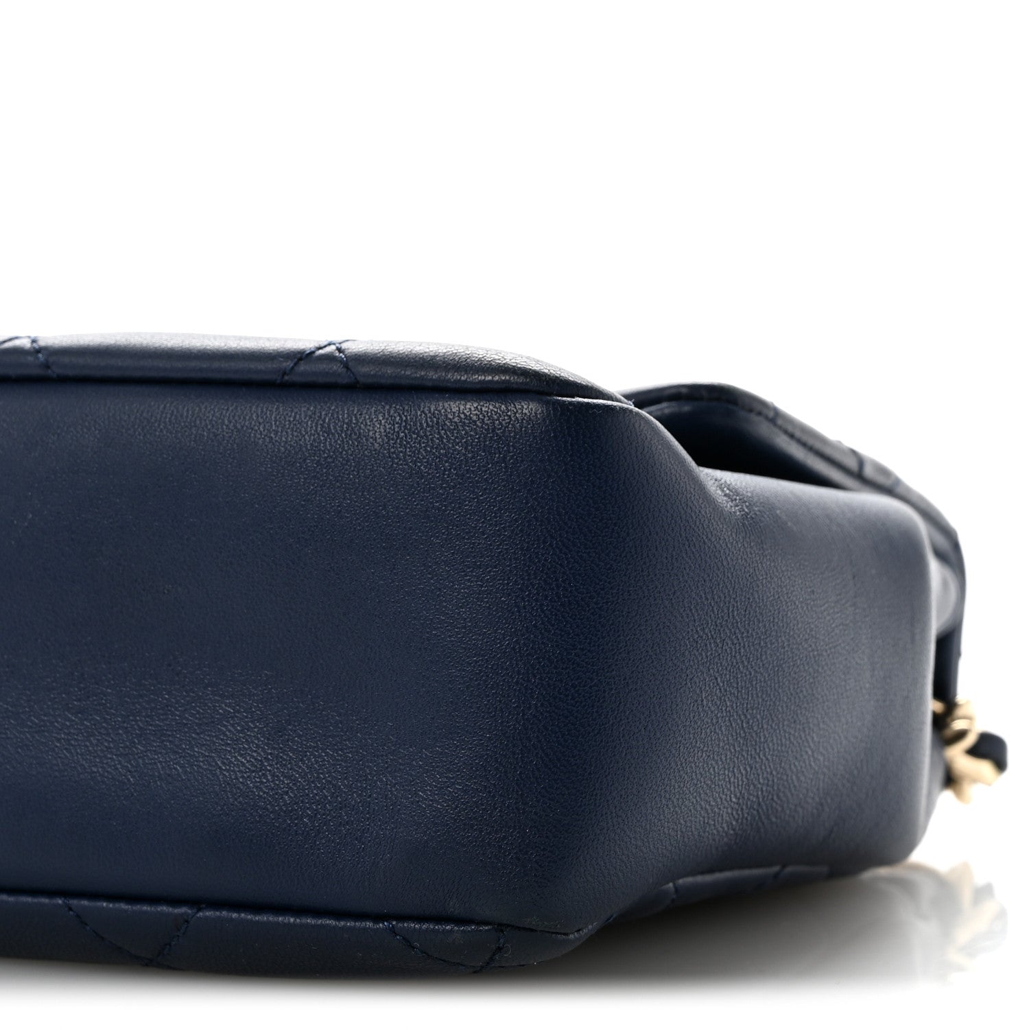 Lambskin Quilted Resin Bi-Color Chain Flap Bag Navy