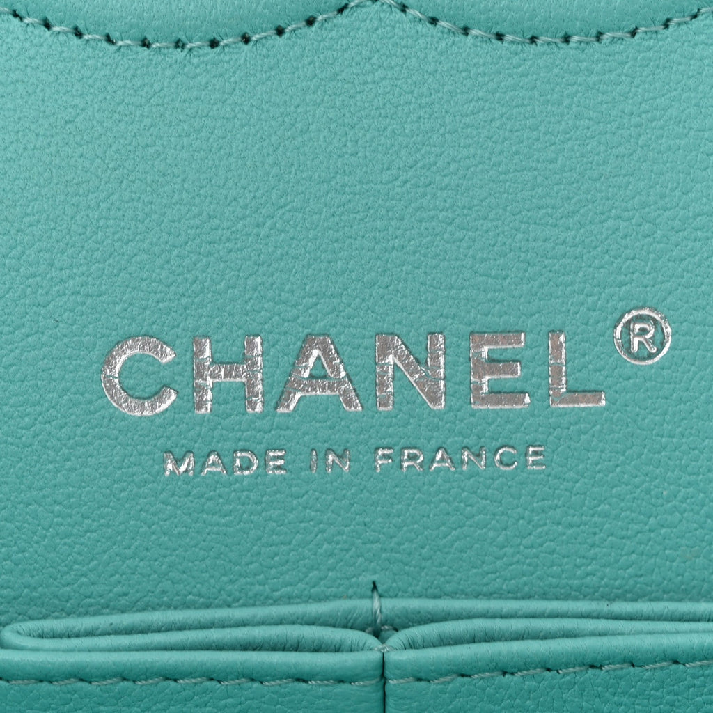 Lambskin Quilted Medium Double Flap Light Blue