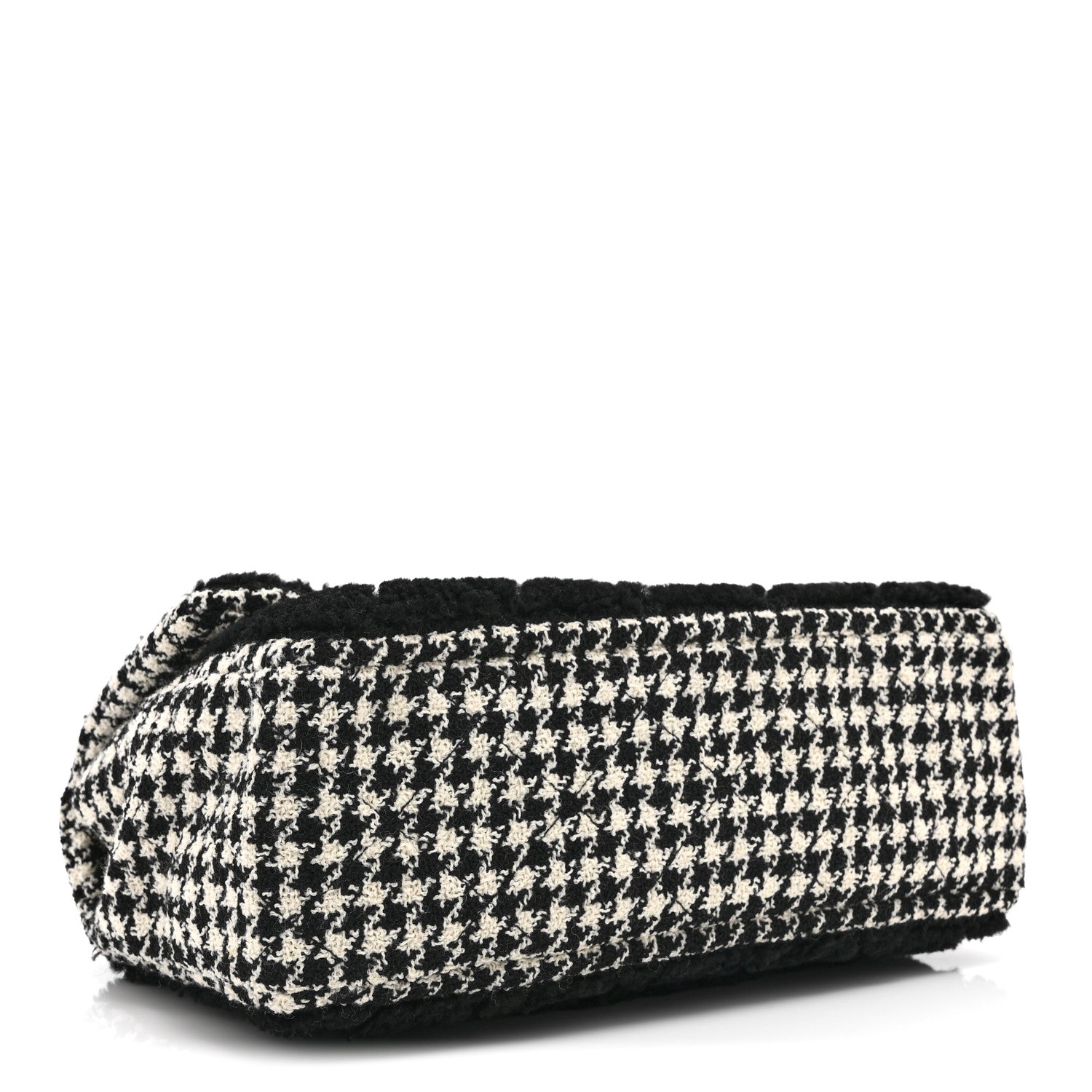 Shearling Tweed Jumbo Single Flap Black White