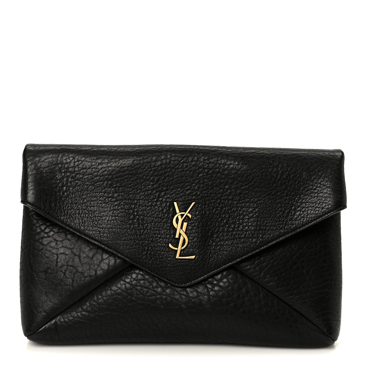 Grained Lambskin Cassandre Envelope Pouch Black