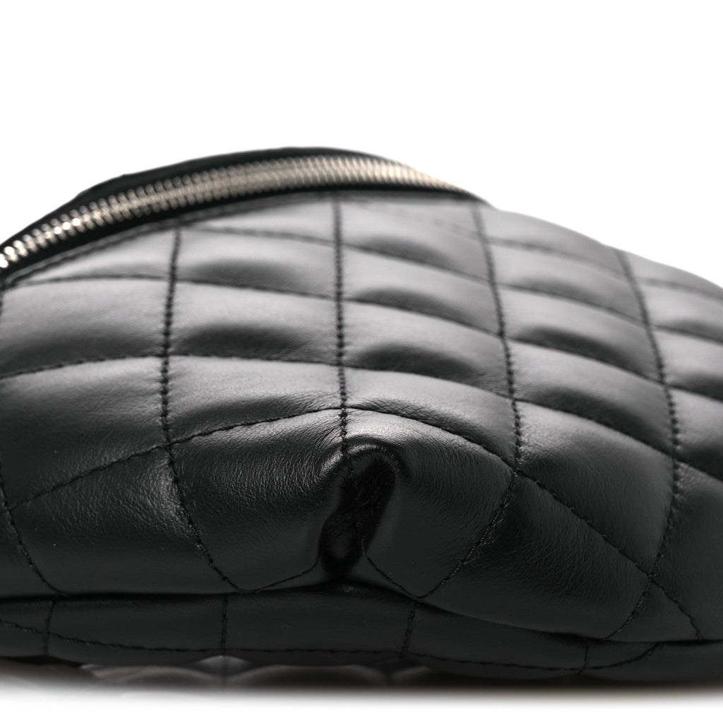 Calfskin Quilted Uniform Waist Belt Bag Black
