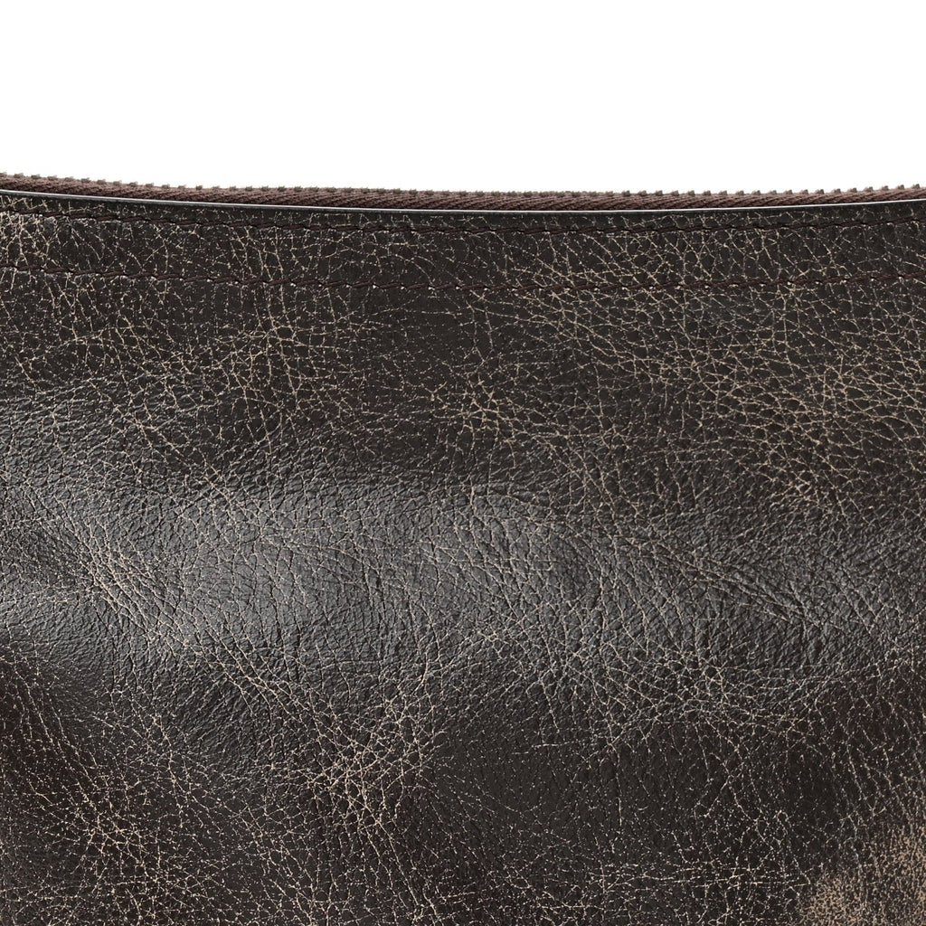 Lambskin Crackled Vintage Calfskin Small Voyou Crossbody Bag Brown