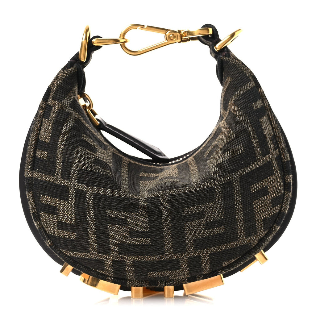 Fabric Jacquard FF 1974 Nano Fendigraphy Hobo Charm Tobacco Moro