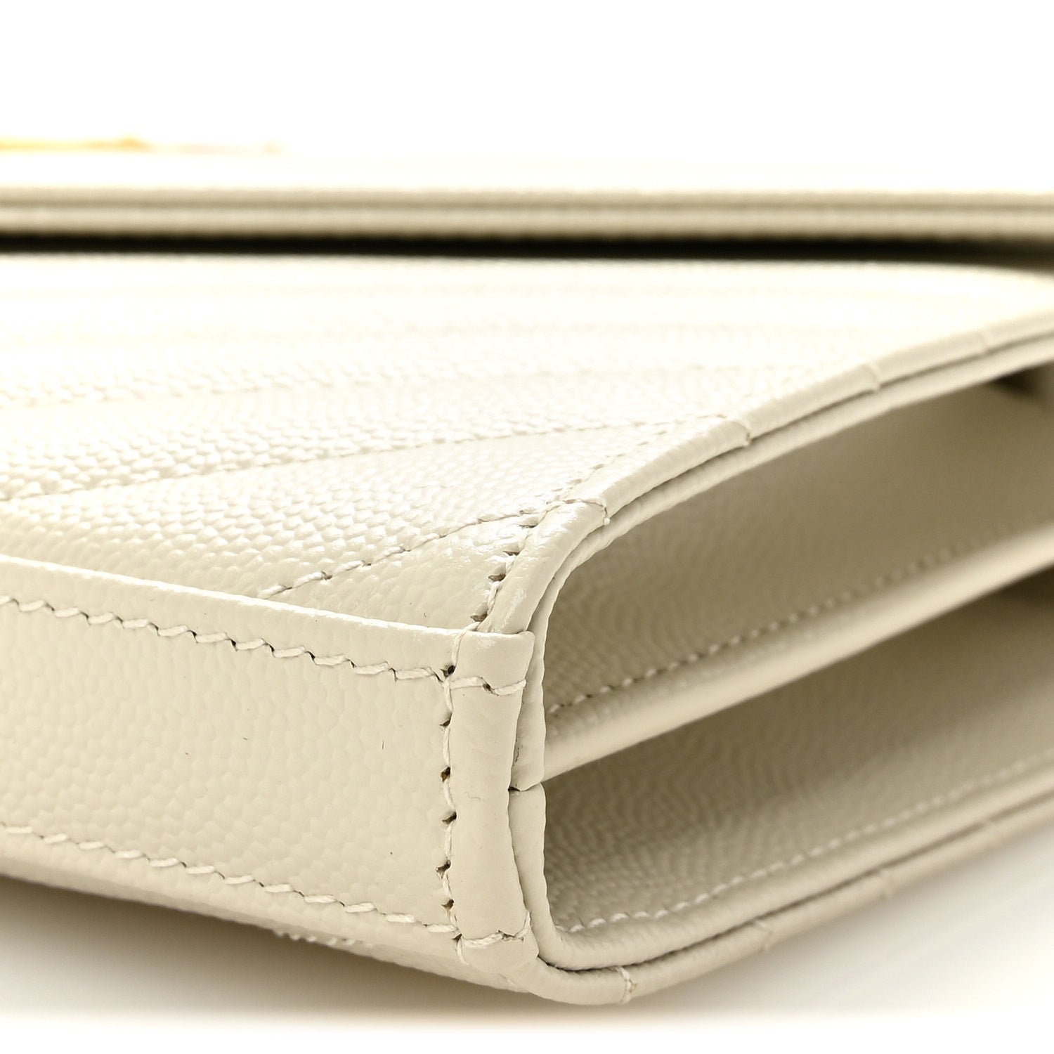 Grain De Poudre Matelasse Chevron Monogram Chain Wallet Crema Soft