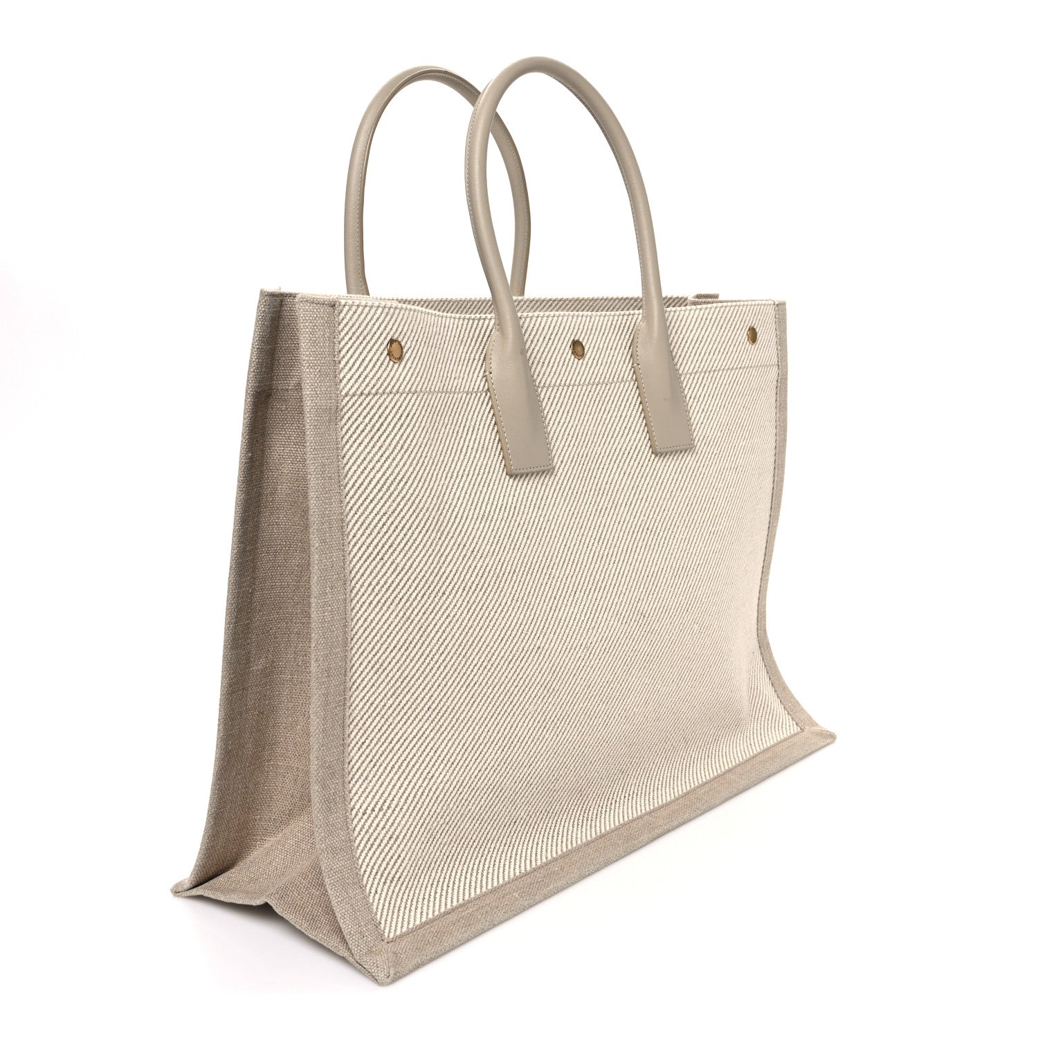 Linen Calfskin Rive Gauche Tote Beige Sea Salt
