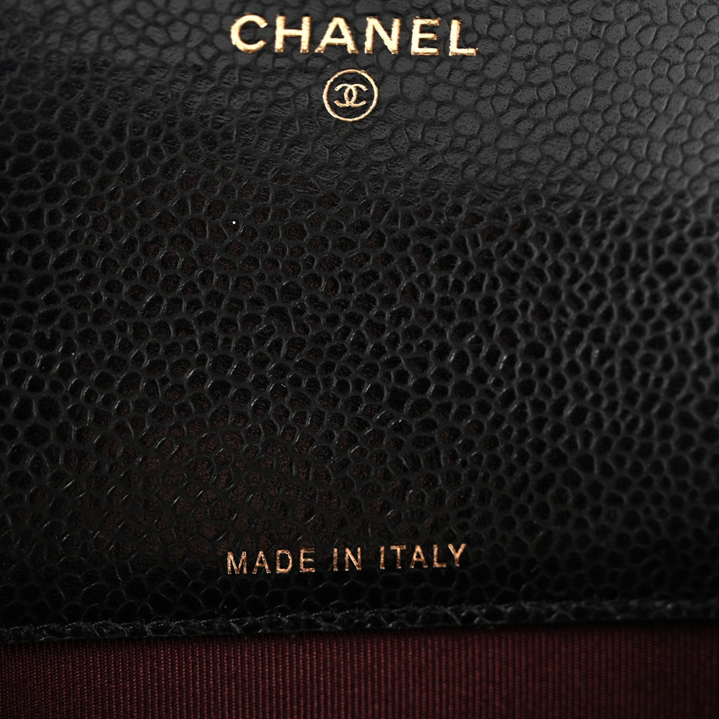 Caviar Quilted Flap Card Holder Black