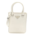 Spazzolato Triangle Small Double Handle Crossbody Tote White