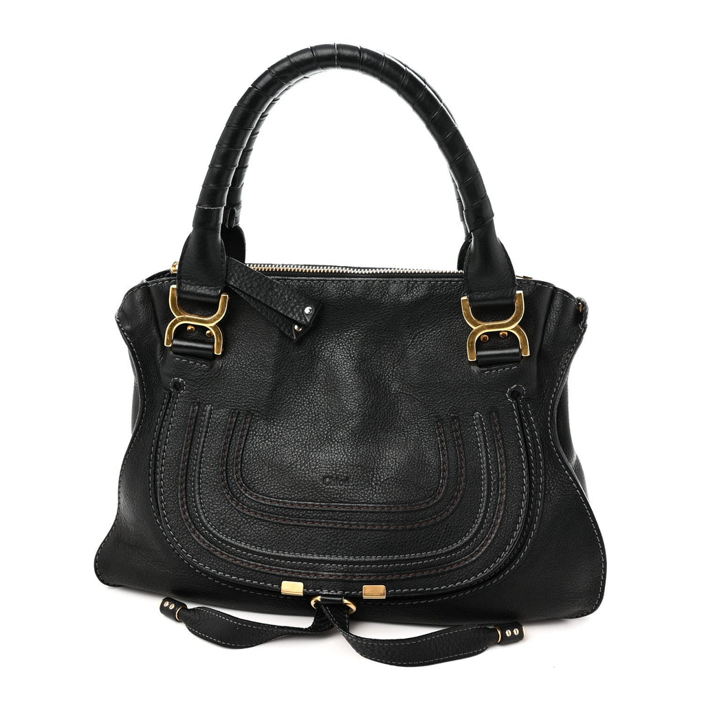 Calfskin Medium Marcie Satchel Black