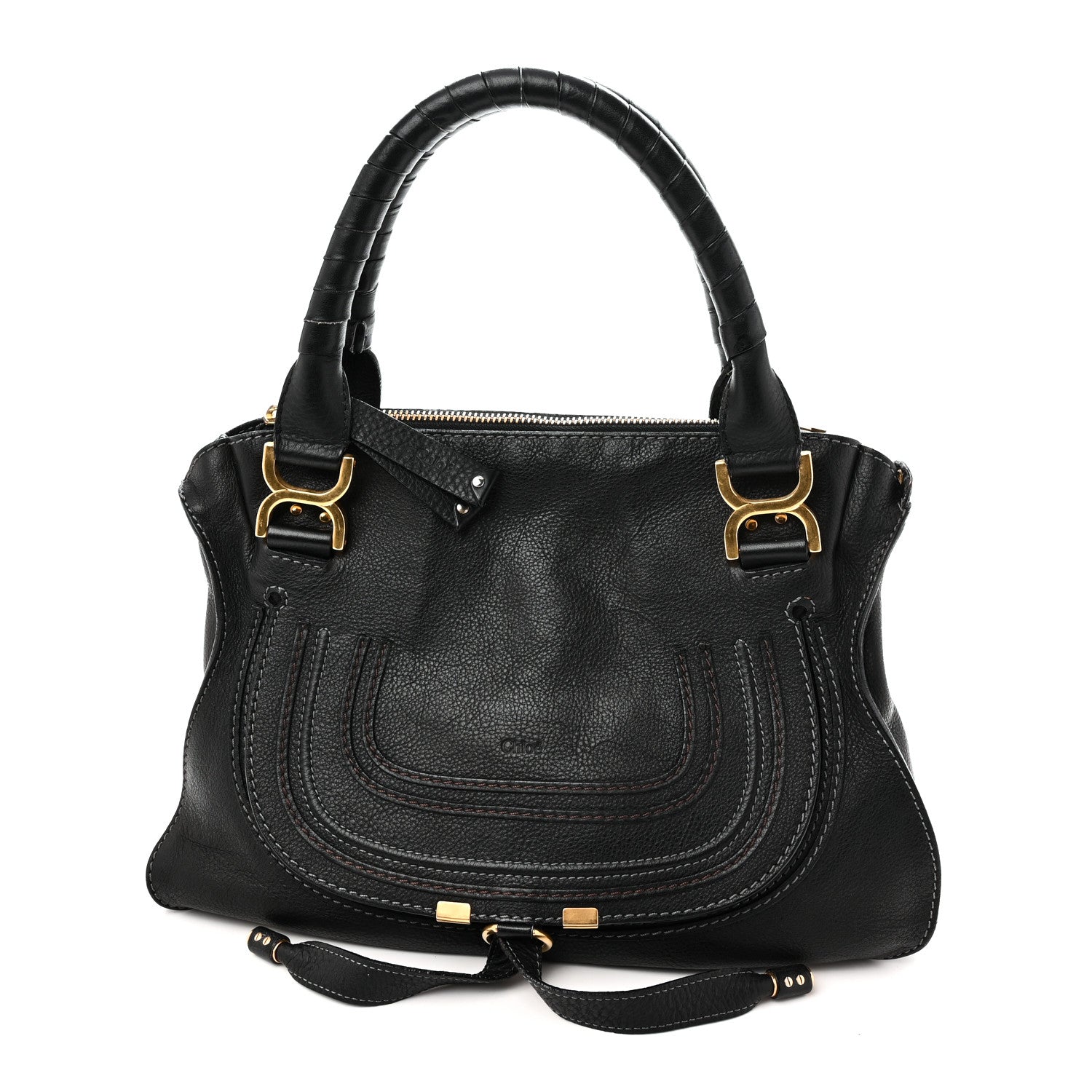 Calfskin Medium Marcie Satchel Black