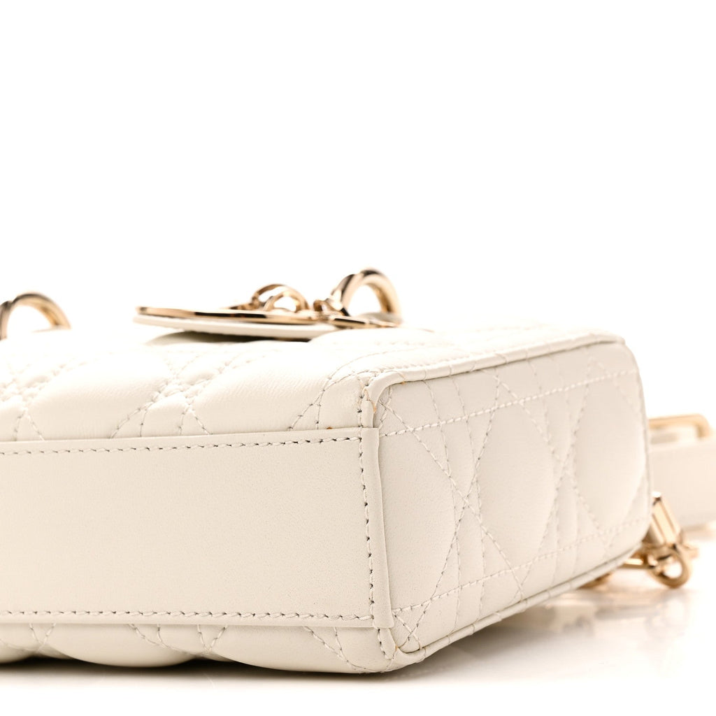 Lambskin Cannage Small Lady D-Joy Latte