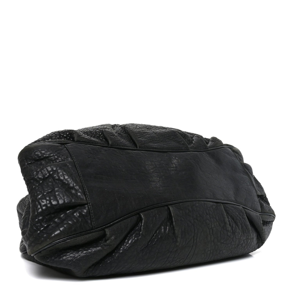 Crinkled Lambskin Mia Tote Black