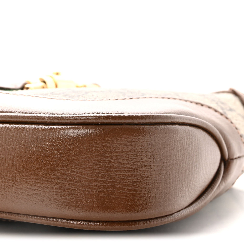 GG Supreme Monogram Azalea Calfskin Web Mini Jackie 1961 Hobo Beige Ebony Brown Sugar