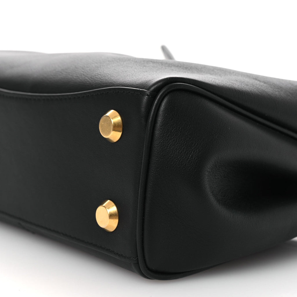 Natural Smooth Calfskin Mini Rodeo Top Handle Handbag Black