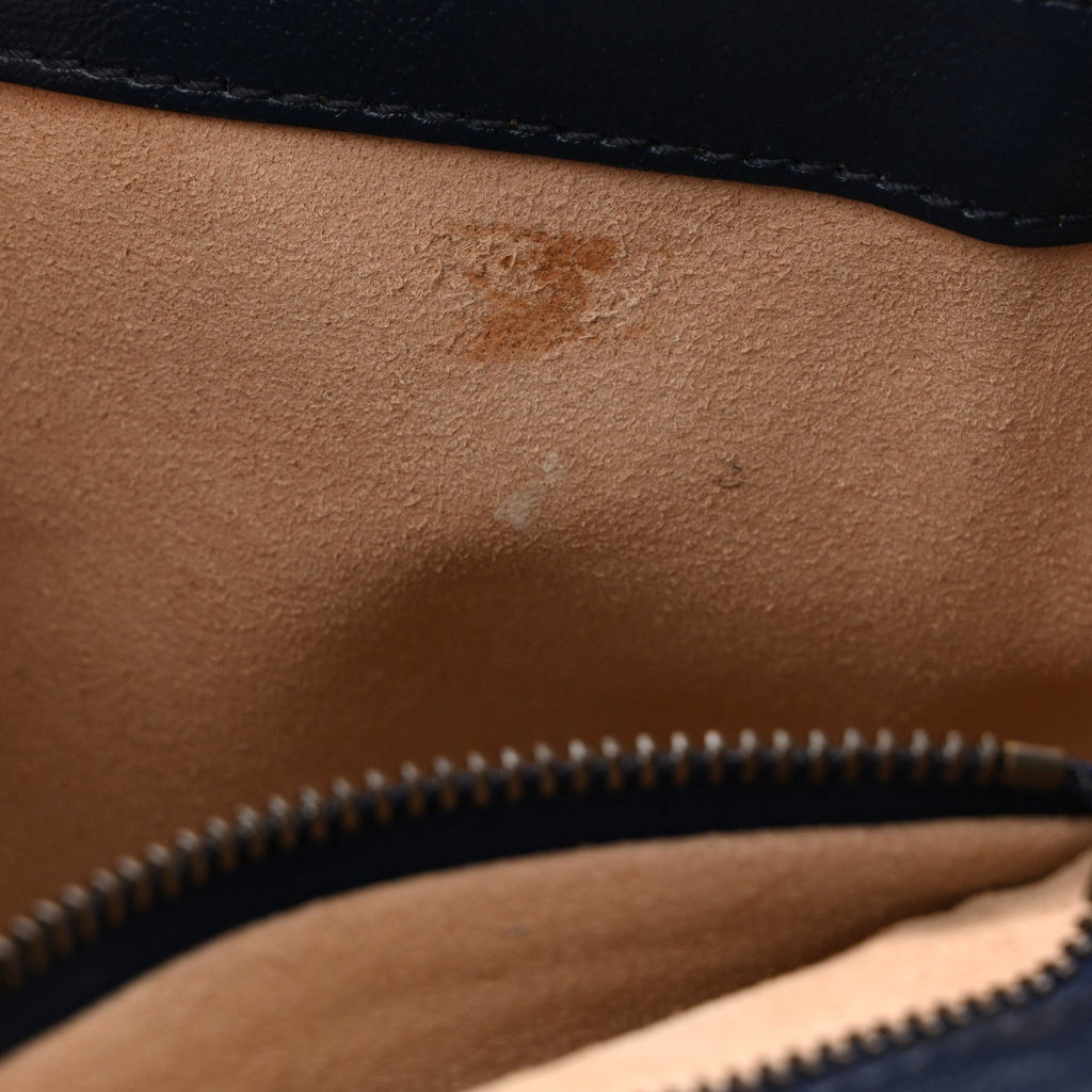 Vintage Effect Calfskin Matelasse Diagonal Small Torchon GG Marmont Shoulder Bag Mystic White Blue Agata