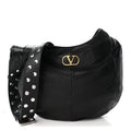 Shiny Nappa Chevron Patchwork Small Hoboho Bag Black