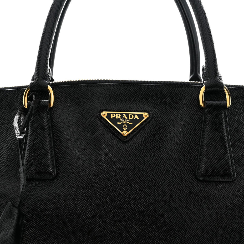 Saffiano Lux Extra Large Galleria Double Zip Tote Black