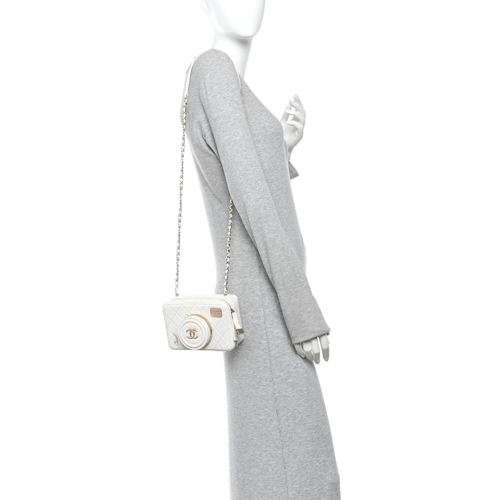 Lambskin Quilted Coco Click Bag White