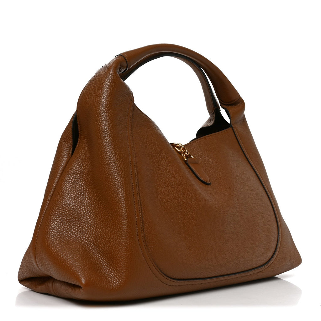 Grained Calfskin Softbit Maxi Shoulder Bag Brown