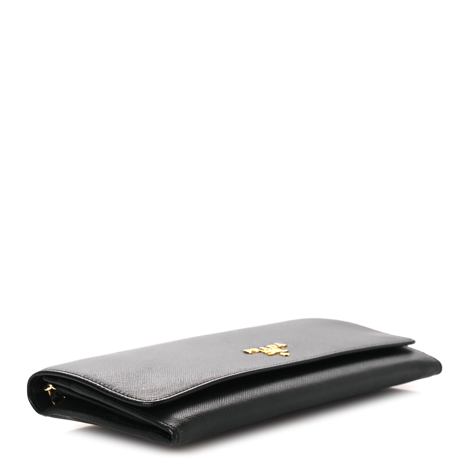 Saffiano Metal Oro Chain Wallet Black