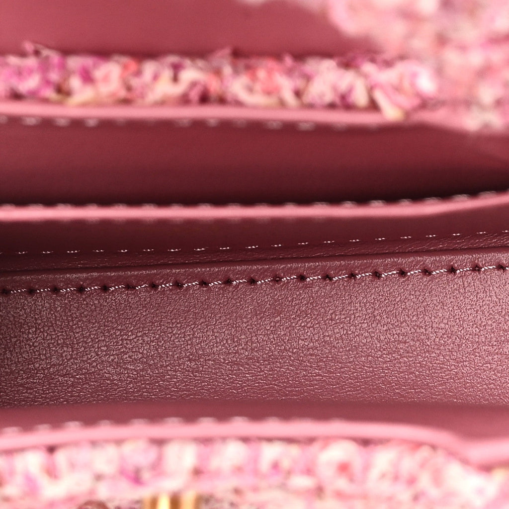 Tweed Quilted Mini Nano Kelly Shopper Pink