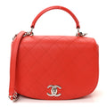 Calfskin Stitched Small Ring My Bag Flap Crossbody Red