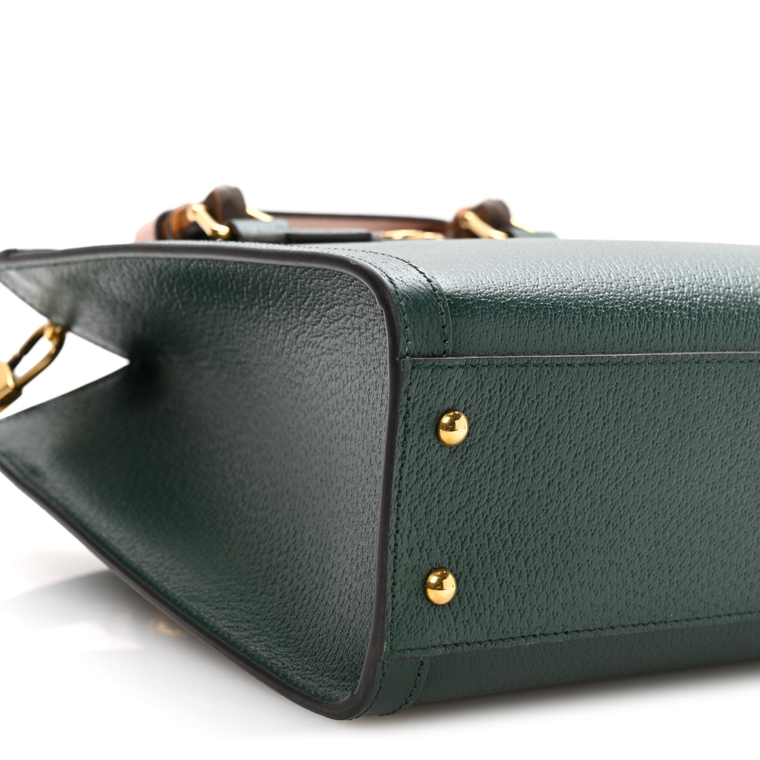 Textured Dollar Calfskin Web Diana Tote Bag Vintage Green Powder Pink