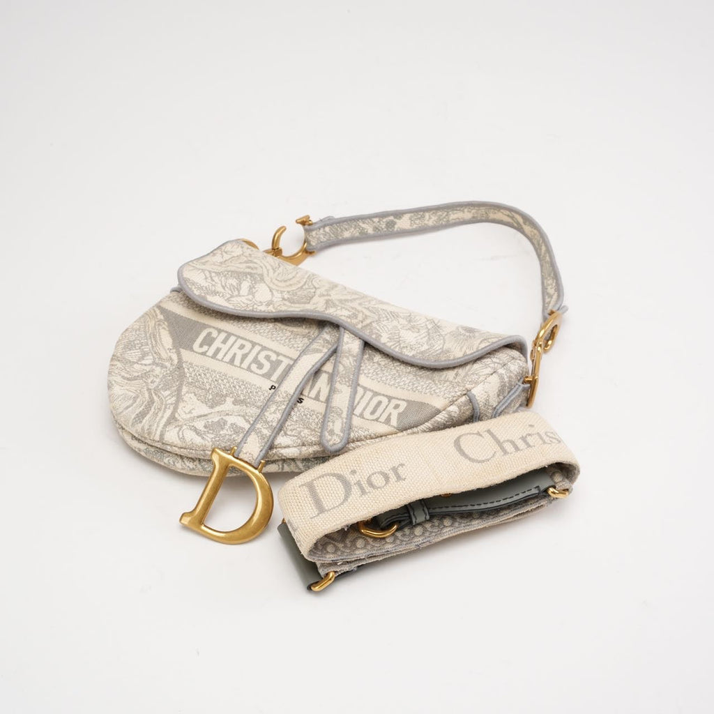 Dior Saddle Medium Canvas White / Grey