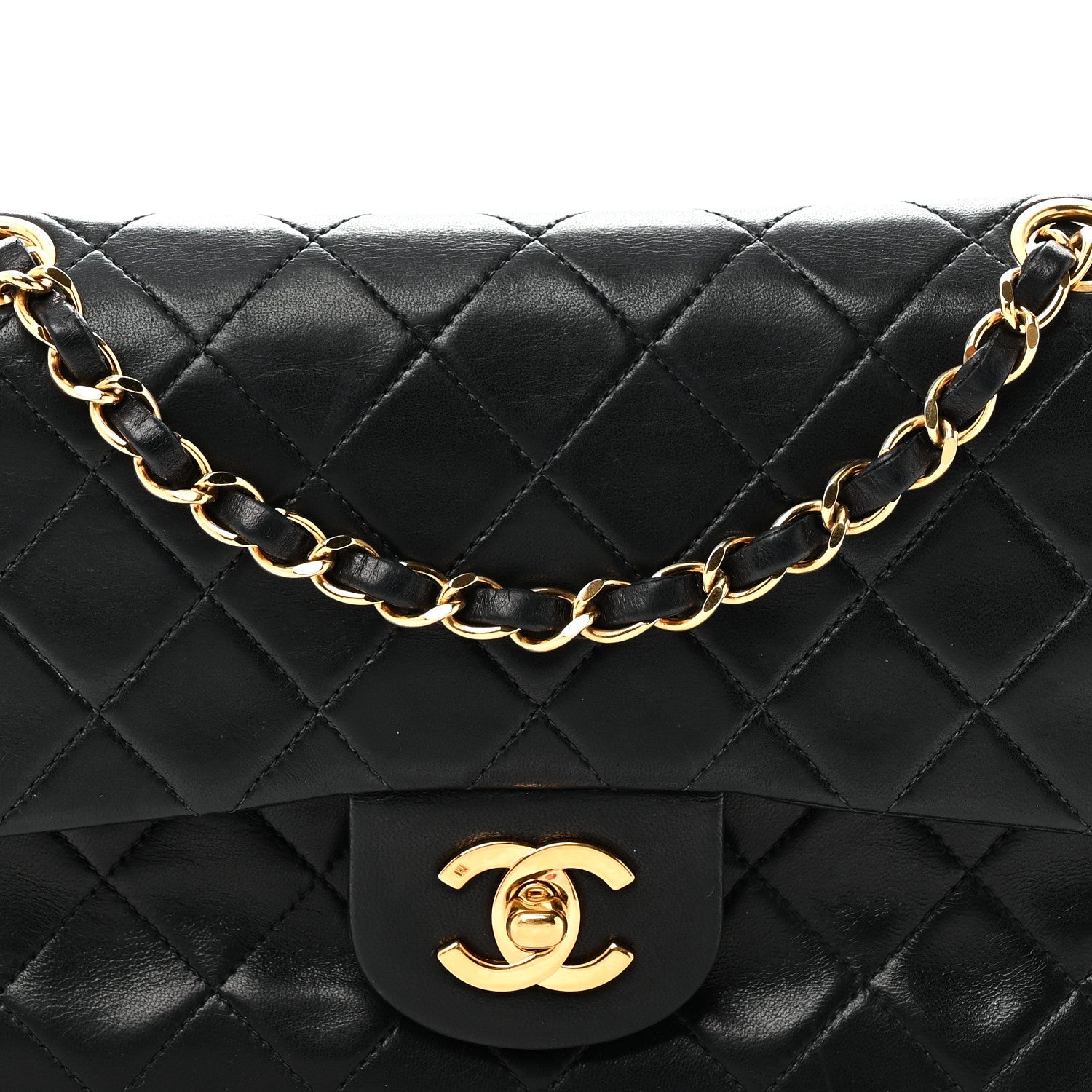 Lambskin Quilted Small Double Flap Black