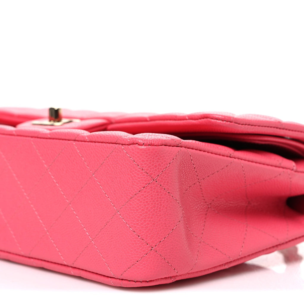 Caviar Quilted Medium Double Flap Pink