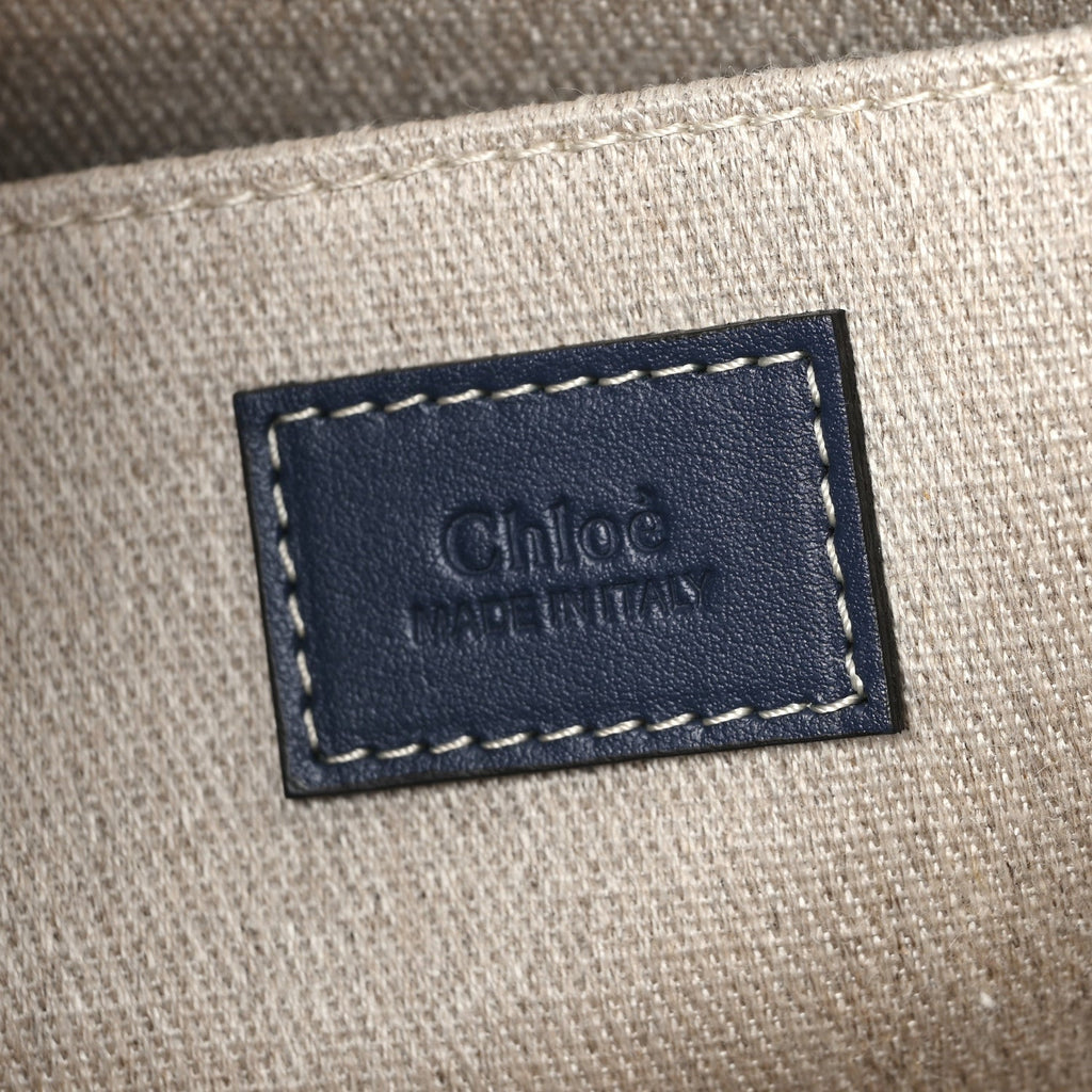 Suede Calfskin Medium Woody Ribbon Tote Navy